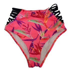 PINK Victoria's Secret Neon Multi Cut Out‎ Side High Waist Bikini Bottoms Size S